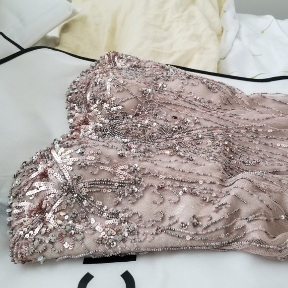 Rose Gold Embellished Tulle Sweetheart Gown - Picture 5 of 5